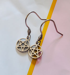 Tiny Pentagram Steel Earrings