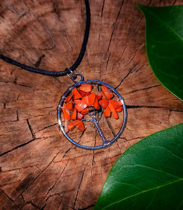 Red Jasper Wire Wrapped Tree Of Life Necklace