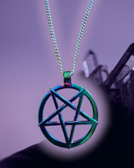 Rainbow Pentagram Steel Necklace