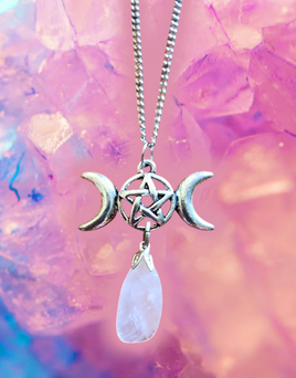 Triple Goddess Rose Quartz Necklace