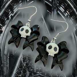 Ribbon Skull Earrings