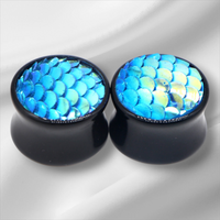 Mermaid Scales Plugs ↠ Blue ~ Pair