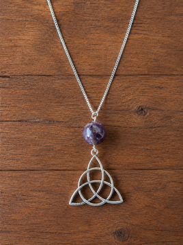 Amethyst Triquetra Crystal Necklace
