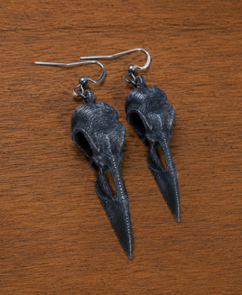 Raven Bird Skull Earrings (Pair)