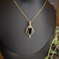 Citrine, Onyx & Turquoise in Brass Pendant