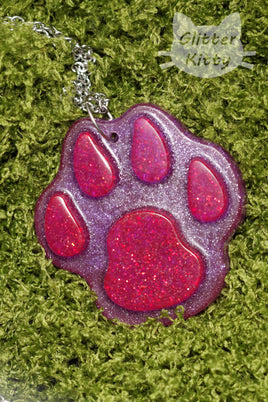 Pink & Purple Paw Necklace