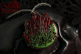 Red & Green Crystals & Succulents Necklace