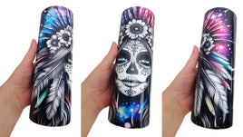 Floral Hexes Sugar Skull Tumbler