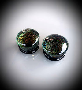 Galaxy Swirl Glass Plugs ~ Pair